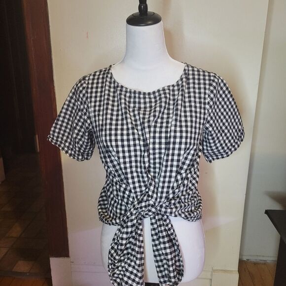 Mod Ref Blouse Top White Black Size Medium - Picture 1 of 9